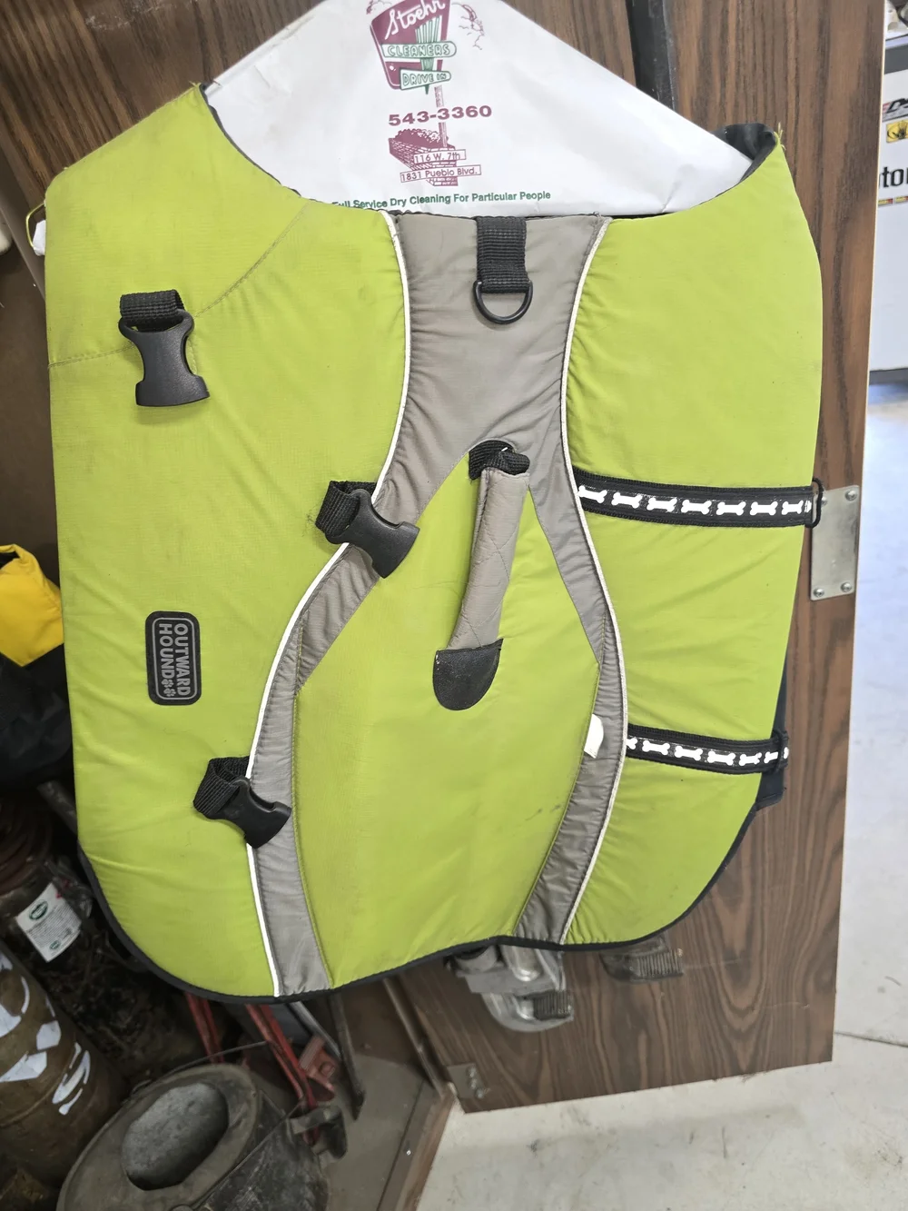 Outward Hound Lime Green and Gray Dog Life Jacket Vest - Picture 3 of 6
